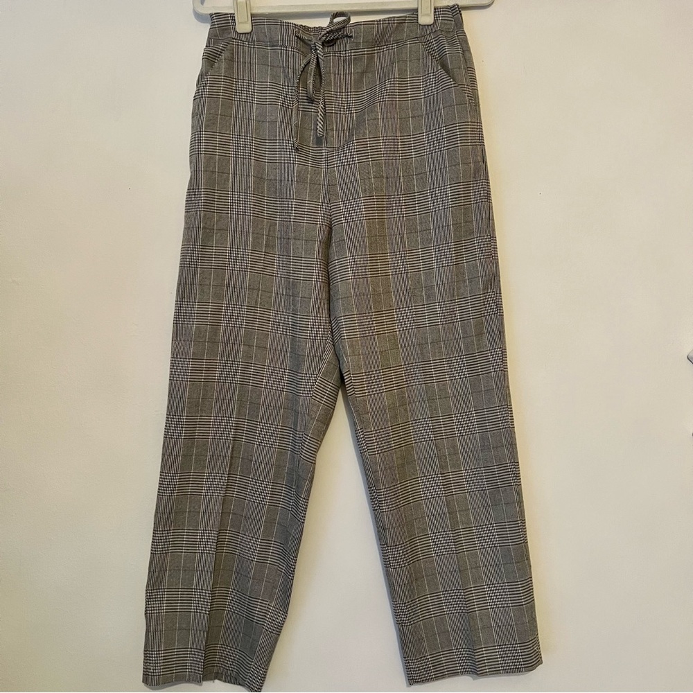 Isalis Boutique Plaid Cropped Wide Leg Trouser